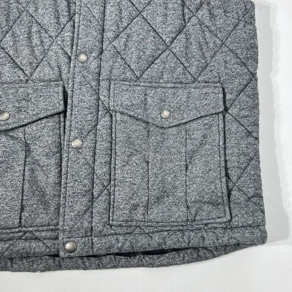 Banana Republic Quilted Puffer Vest Mens L Gray Textured Lined Outdoor Cabincore - Picture 6 of 12